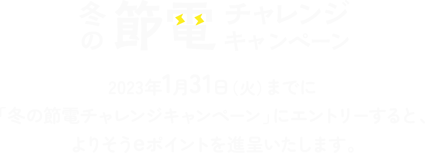 �~�̐ߓd�`�������W�L�����y�[���@2023�N1��31���i�΁j�܂łɁu�~�̐ߓd�`�������W�L�����y�[���v�ɃG���g���[����ƁA��肻��e�|�C���g��i�悢�����܂��B